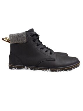 Dr Martens Maelly Black Leather Herringbone Cuff Lace Up Boots Womens 9